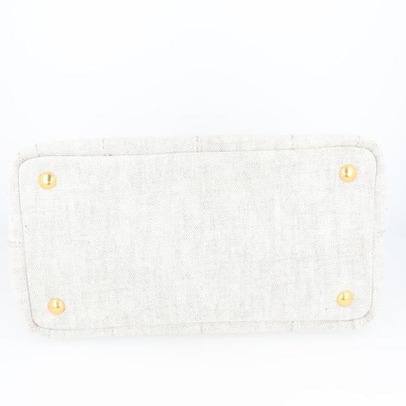 PRADA CANAPA Tote BIANCO Light Grey Leather Denim White Bag Shoulder Bag h - Picture 3 of 16